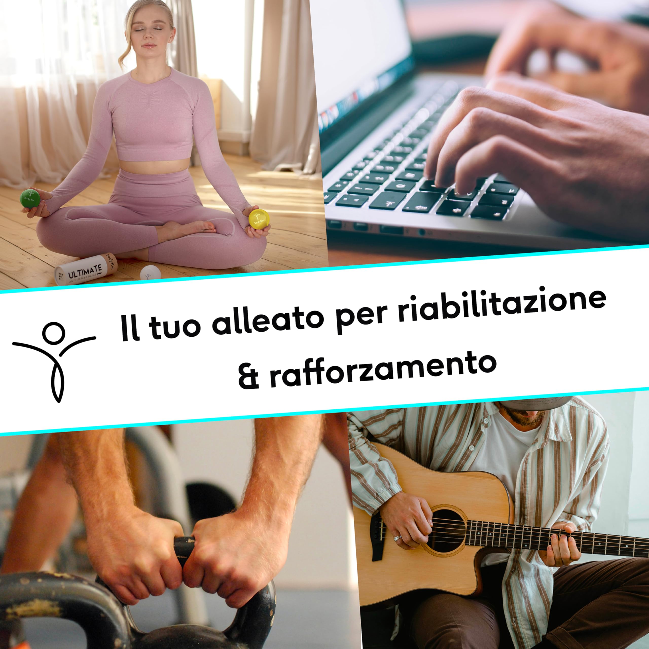 3 palline anti-stress e riabilitazione della mano, palline per bambini e adulti, perfette per ADHD, 3 resistenze
