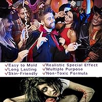Vista 3 de MEICOLY Kit de maquillaje de efectos especiales SFX de 3 piezas, masilla de nariz falsa, cera de cicatrices, gel de costra de sangre falsa, oscuro