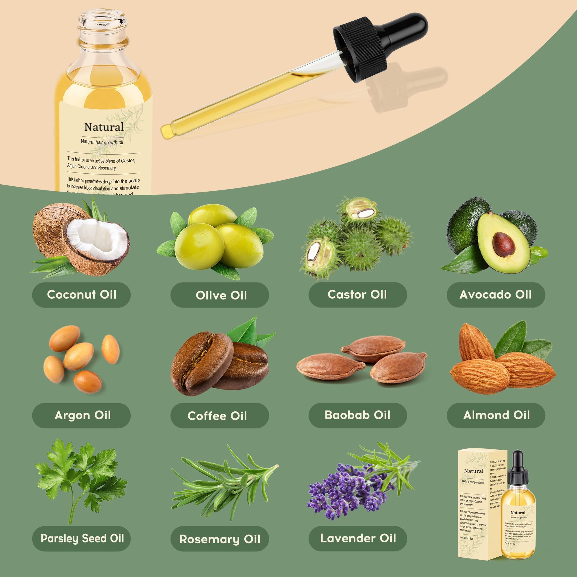Natural Hair Growth Oil - Rosemary Oil for Hair Growth Organic for Growth and Dry Damaged Hair Salon-Grade Volumizing & Nourishment2PCS product thumbnail 4