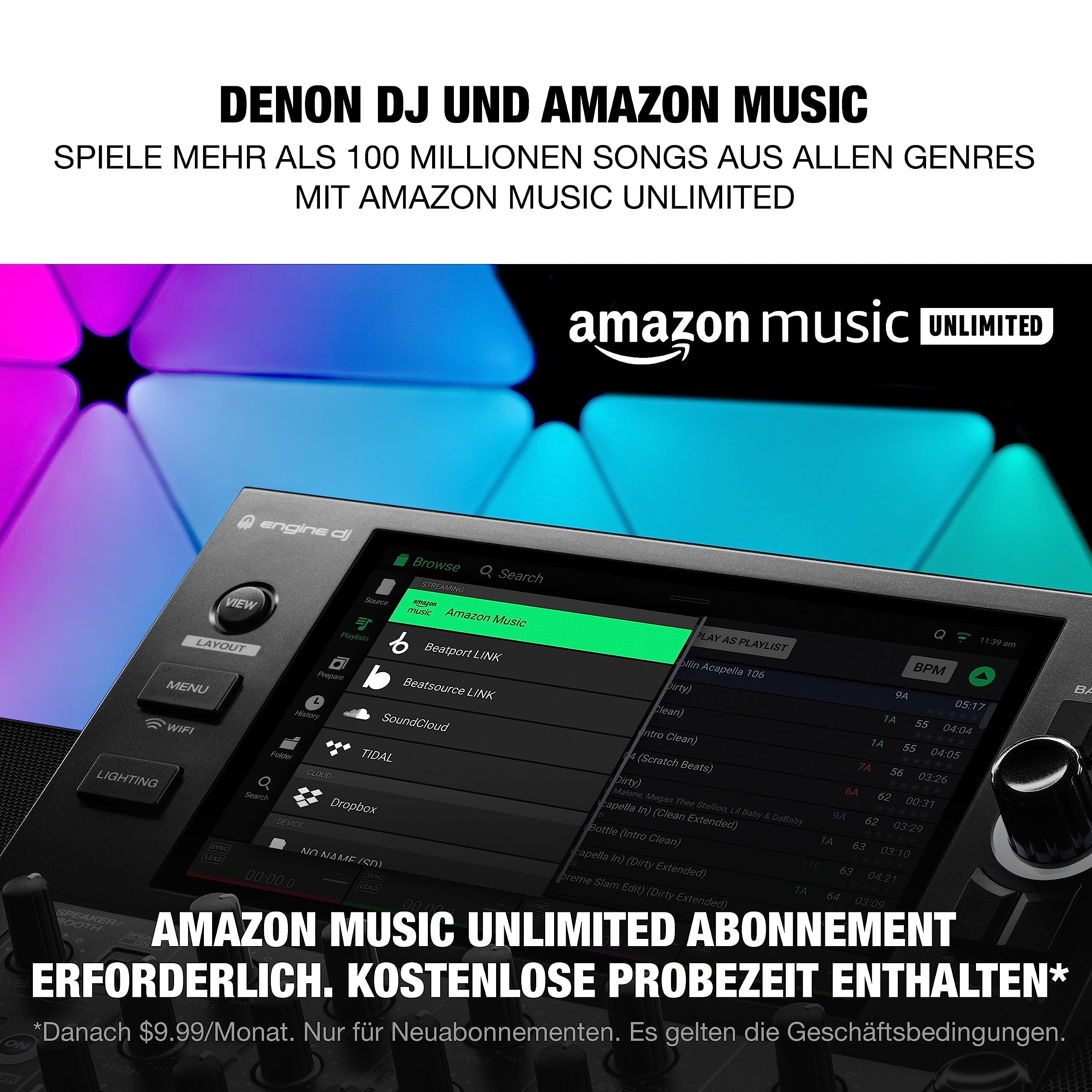 Denon DJ SC LIVE 4 und 2x Alto Professional TS410 - Standalone DJ-Controller, 4-Kanal Mixer, WLAN, Lautsprecher und 2x 2000W 10" Aktiver PA-Lautsprecher mit 3- Kanal Mixer, Bluetooth-Streaming und DSP