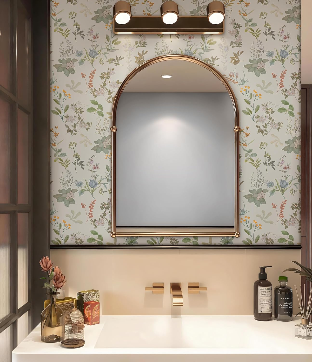 Wallpaper Peel and Stick Beige Floral Wallpaper17.7 x473 Vintage Self Adhesive Leaf Wildflowers Contact Paper Boho Farmhouse Wall Paper for Bedroom Renter Friendly Cabinet Decor