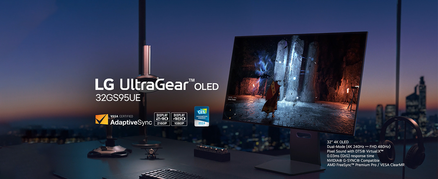 LG 32GS95UE 32-inch Ultragear OLED Dual Mode Gaming Monitor 4K UHD