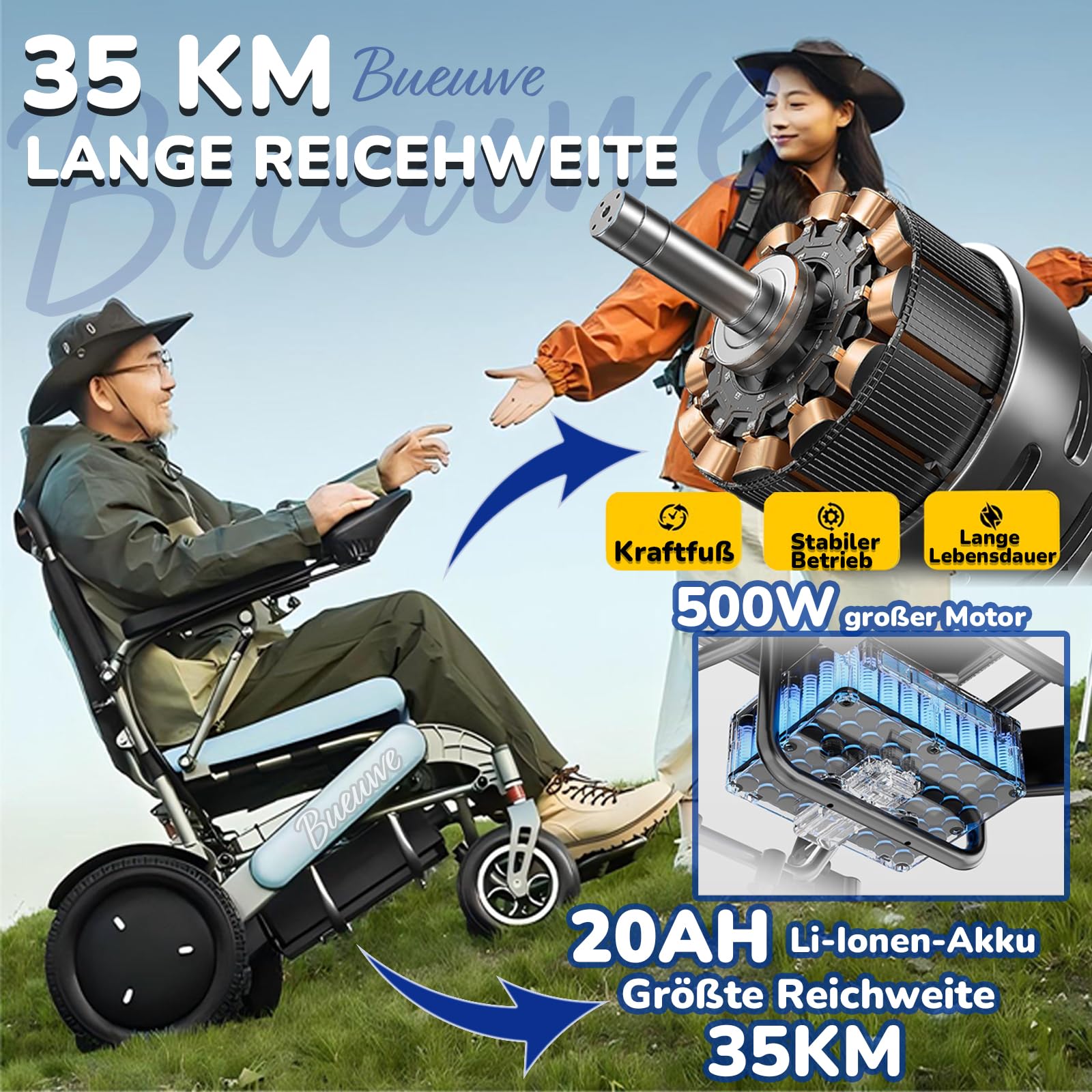Elektryczny wózek inwalidzki, składany, lekki, szerokość siedziska 52 cm, nośność 200 kg, zasięg 25 km ~ 35 km, elektryczny wózek inwalidzki, przenośny, dla dorosłych i seniorów, elektryczny
