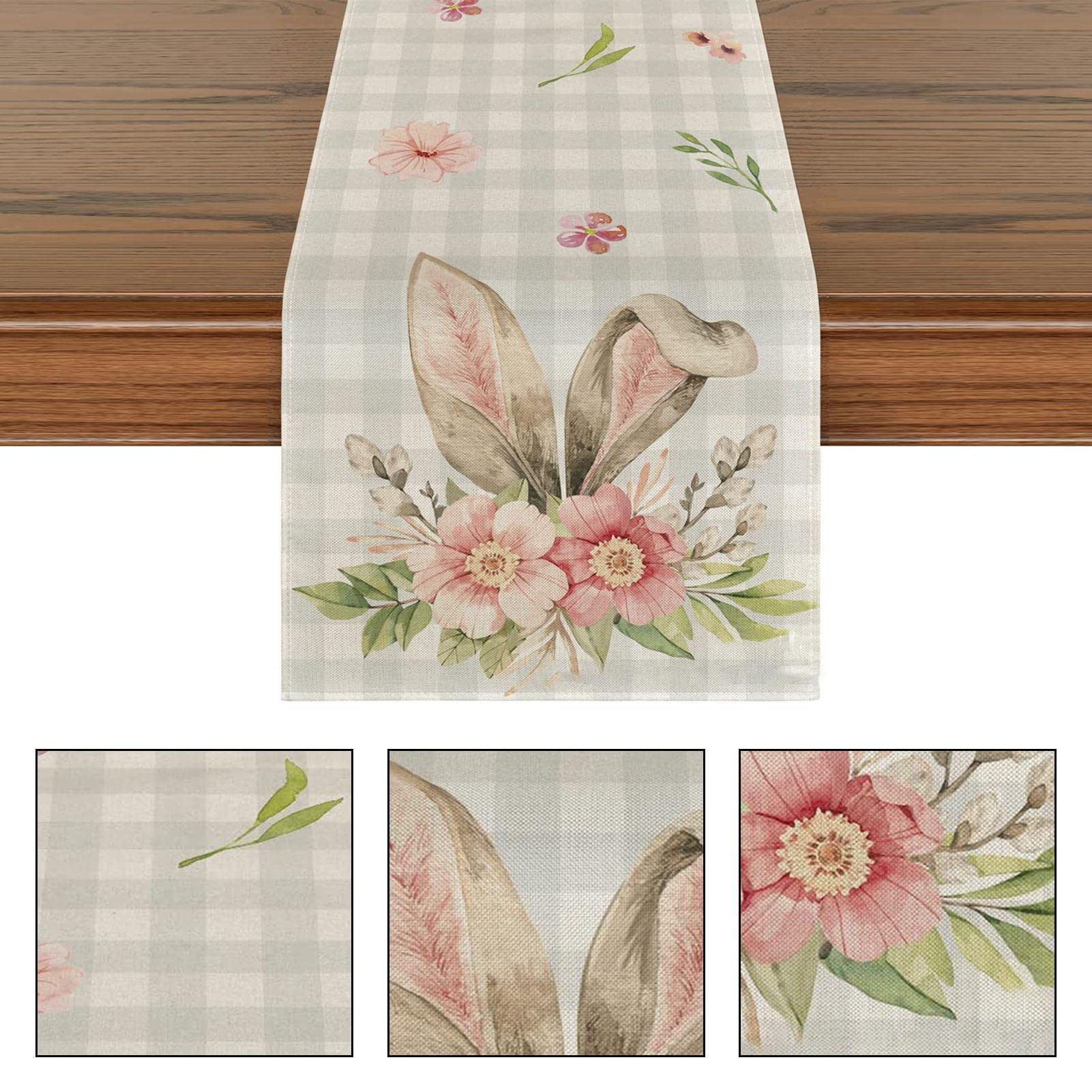 Runner da tavola pasquale, 182,9 cm di lunghezza, tovaglia stagionale primaverile | Squisita tovaglia con uova di coniglietto, tovaglia stagionale per vacanze e cucina