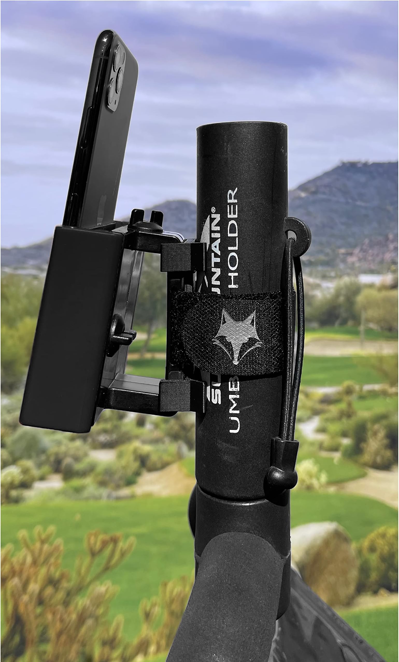 Phone Caddy for Push Carts - Phone Mount for Golf Push Carts - Works for Both Riding and Push Carts - Fits All Smart Phones (Black)