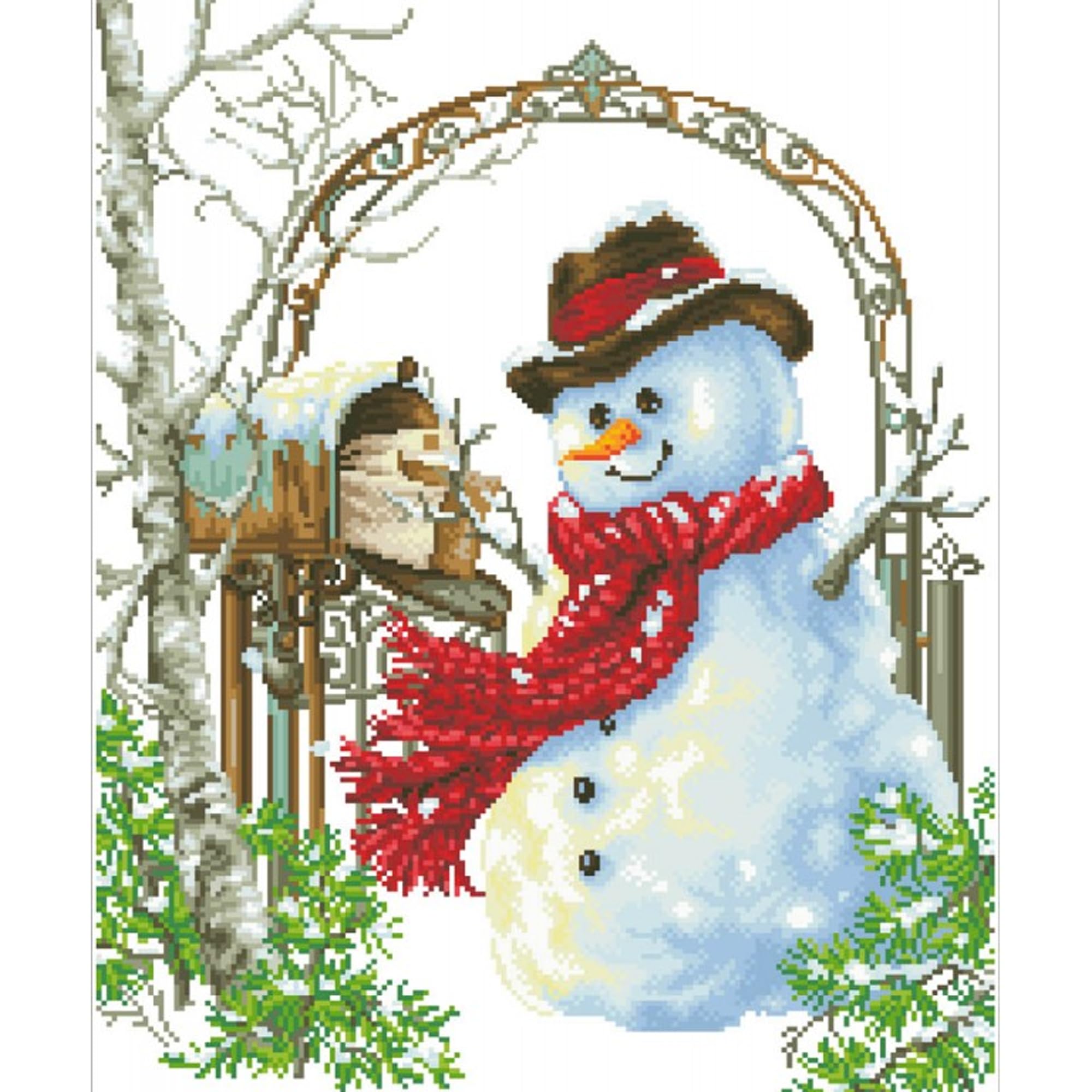 Pracht Creatives Hobby DD12-017 - Statuetta decorativa a forma di pupazzo di neve con diamanti brillanti, ca. 50 x 62 cm, per dipingere con diamanti, nuova e creativa.