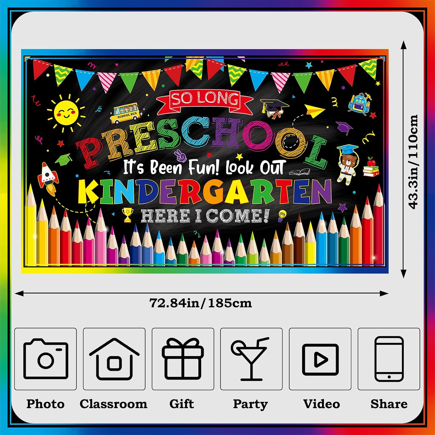 Prek Graduation Decorations 2026, It's Been Fun Look Out Kindergarten Grad Backdrop Banner Decorations, Preschool Grad Banner School Classroom Party Decor Supplies