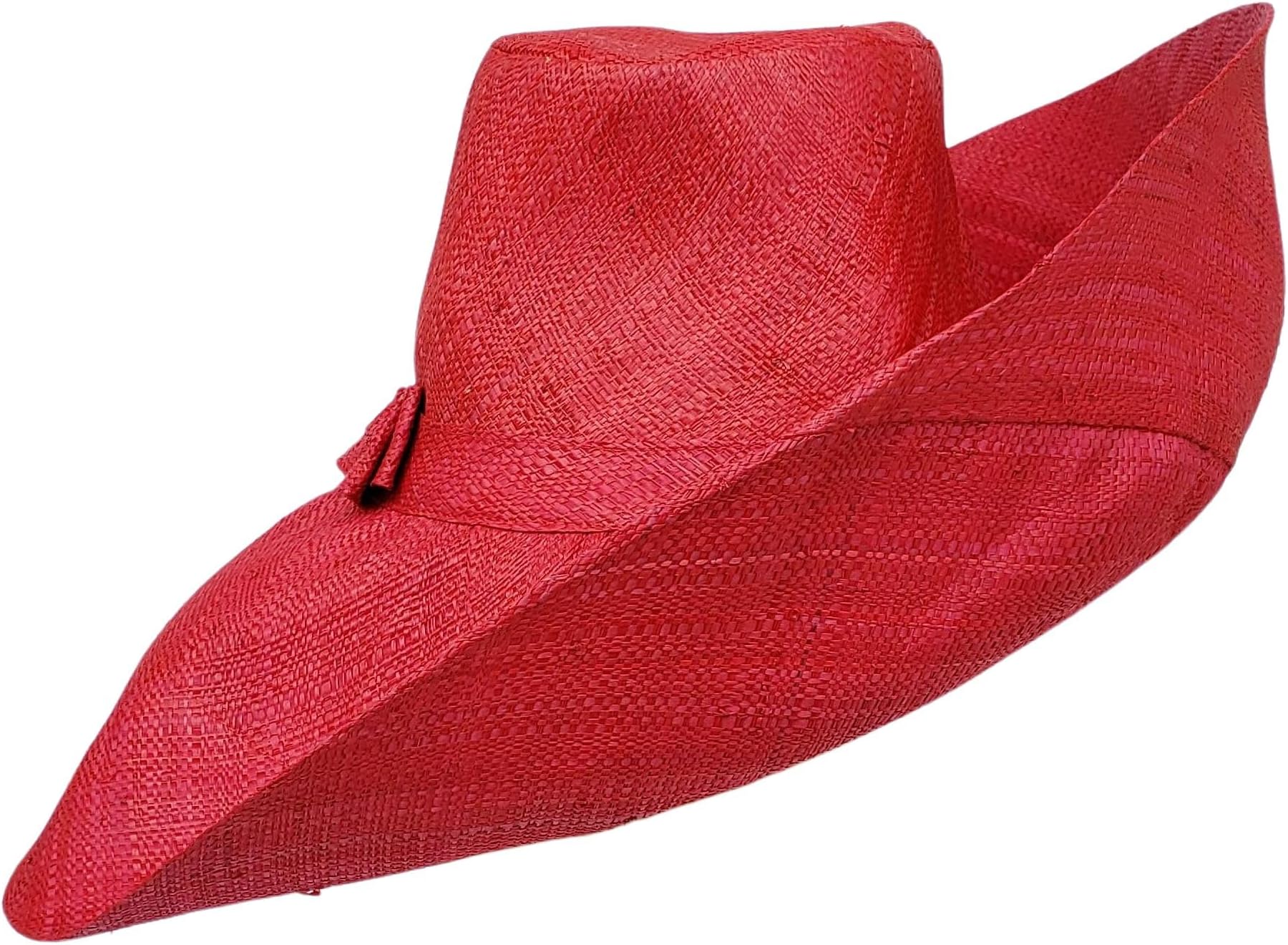 Authentic African Hand Made Red Madagascar Big Brim Raffia Sun Hat