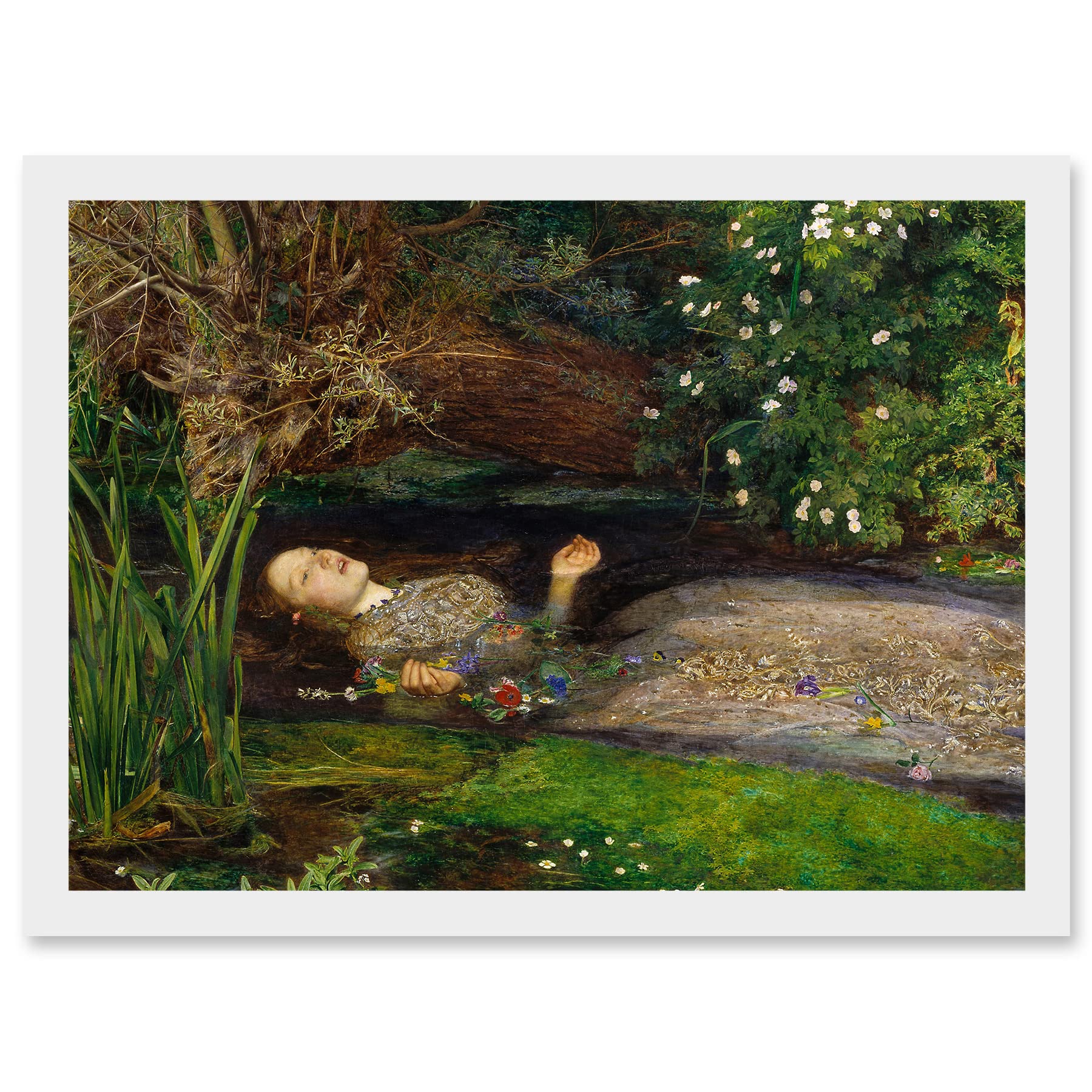 Artery8 John Everett Millais Ophelia Close Up A4 Artwork Framed Wall Art Print