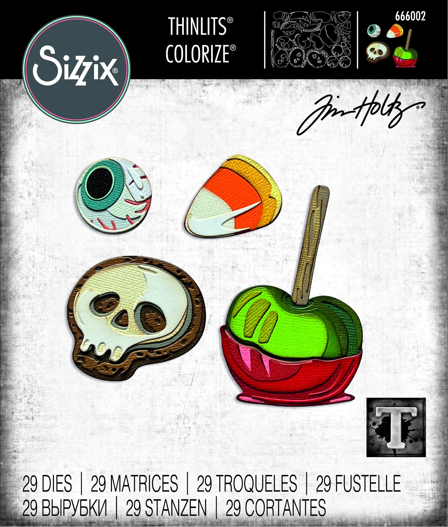 Set di fustelle Sizzix Thinlits 29PK Dolcetto o Scherzetto Colorize di Tim Holtz | 666002 | Capitolo 3 2022