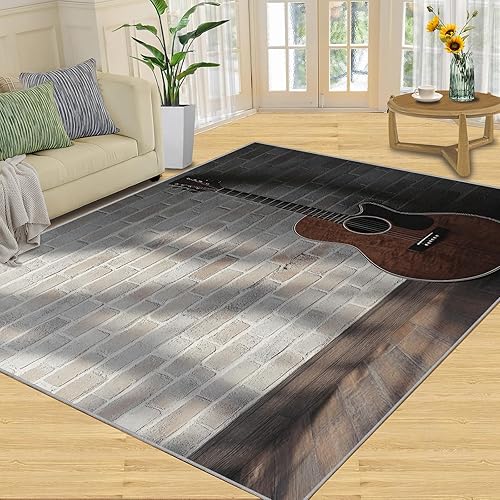Miniatura 73 de Alfombra de instrumentos musicales – Alfombras de 4 x 5 pies para sala de estar, alfombra de área musical, alfombra de área musical, alfombra