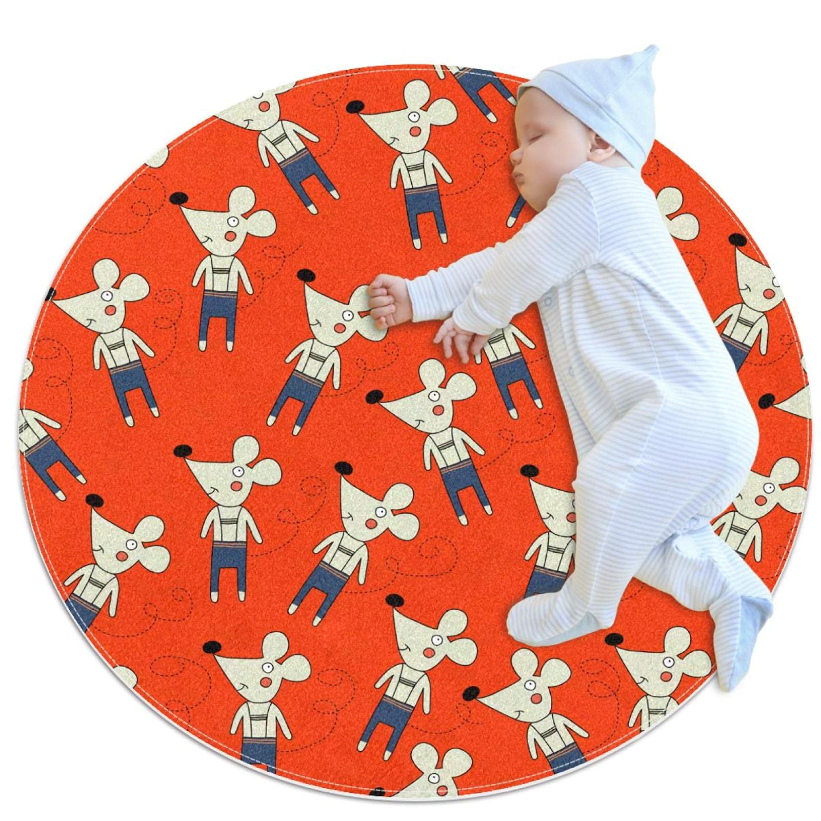 Tapis de salle de bain anti-glisse rond motif souris pour sécuriser le carrelage