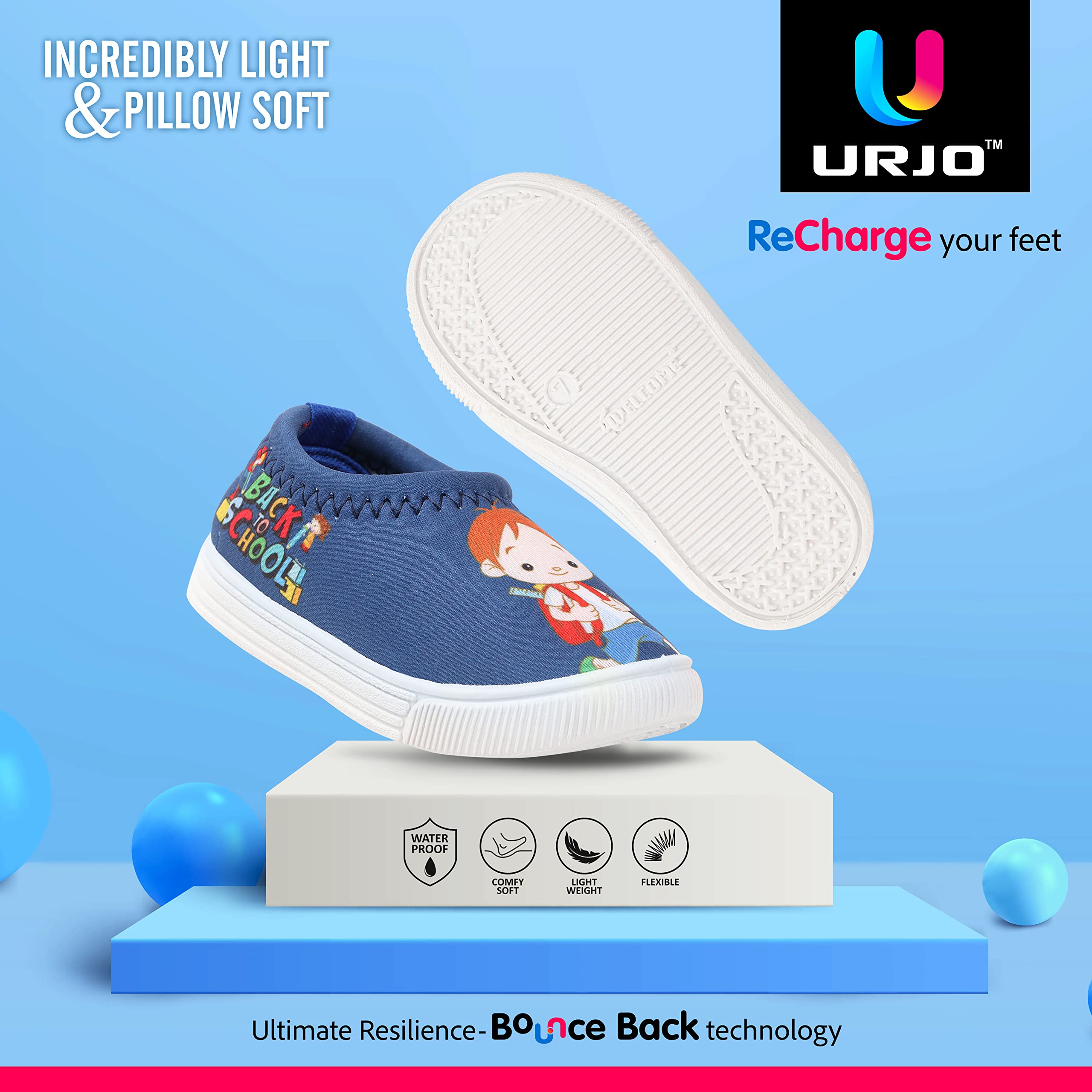 URJO 1160 Unisex Kids Shoes | Breathable, Lightweight & Durable | Memory Foam Comfortable Fit Shoes Boys & Girls School-BOY_Multi_9 4