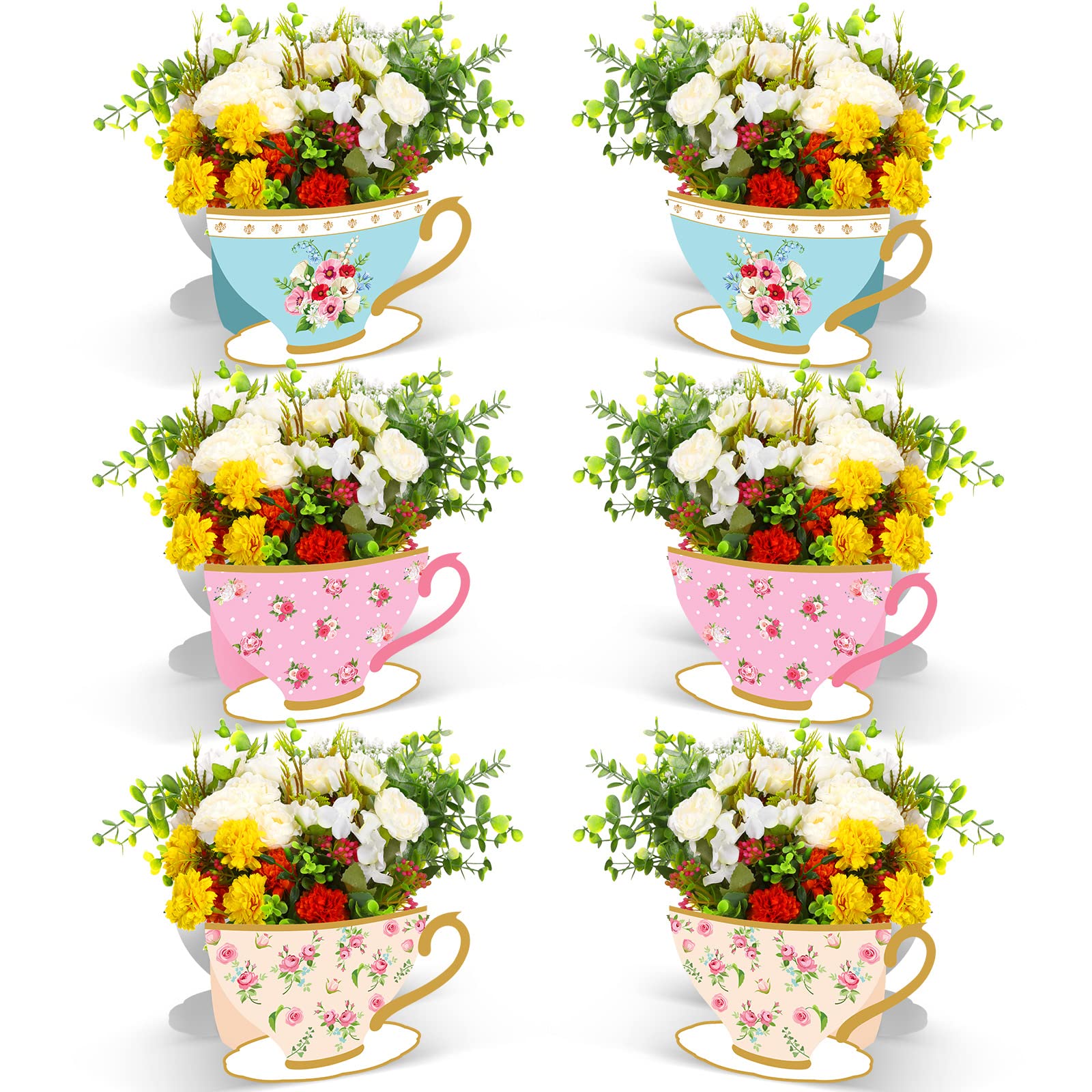 Amazon.com: Yinder 6 Pcs Tea Party Decorations Princess Party Flower ...