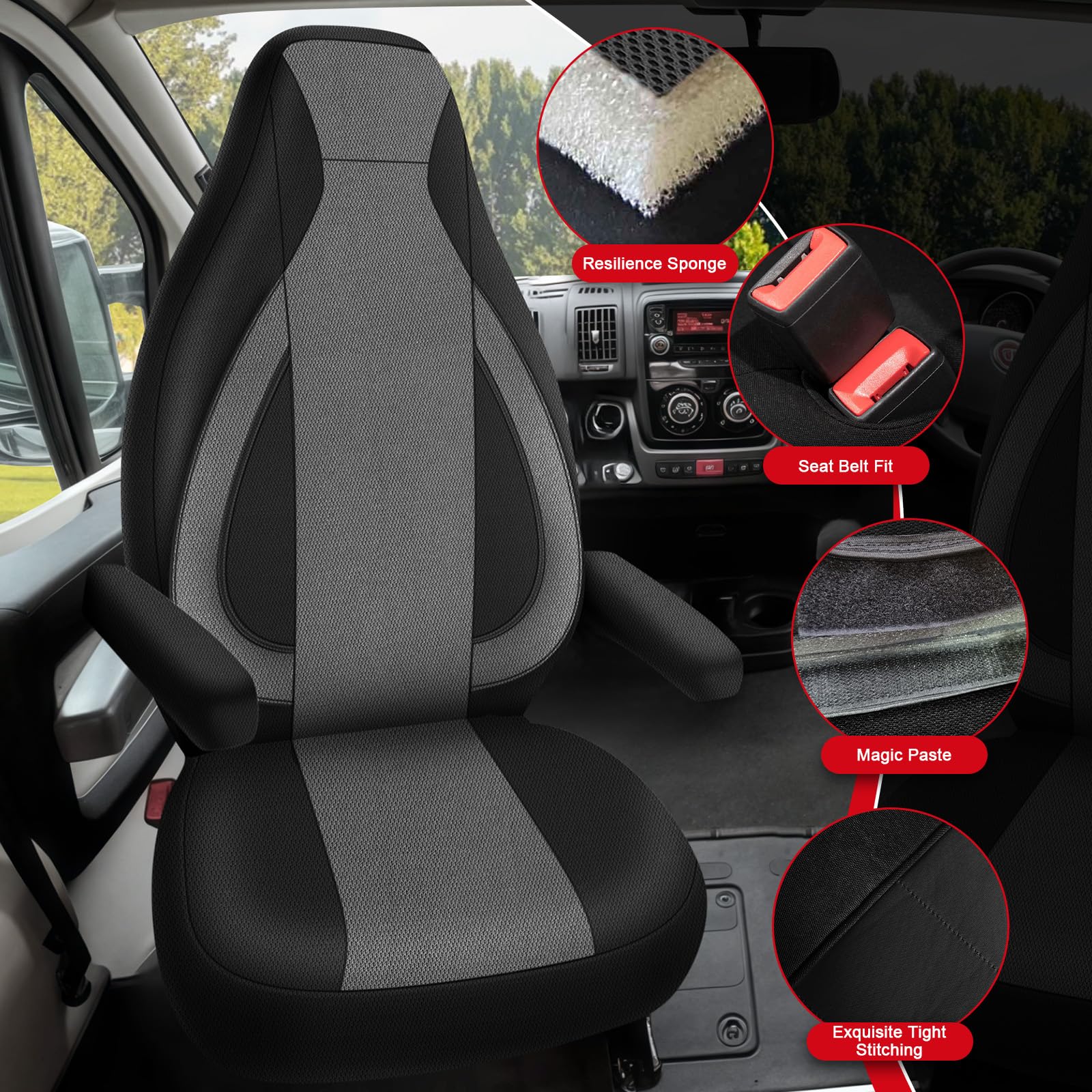Fundas de asiento de coche para FIAT Ducato Citroen Jumper Peugeot Boxer PossL 2 Win Knaus Adria Carthago Pilote Laika RV Fundas de asiento de coche