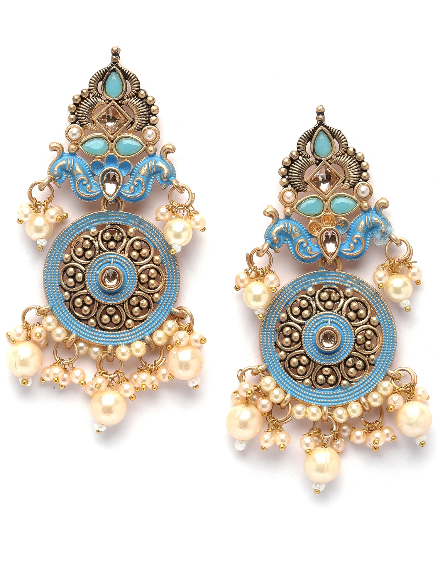 Karatcart Gold Plated Light Blue Meena Kundan Dangler Earrings for Women (B0CJVC4CRR) Amazon Price History, Amazon Price Tracker