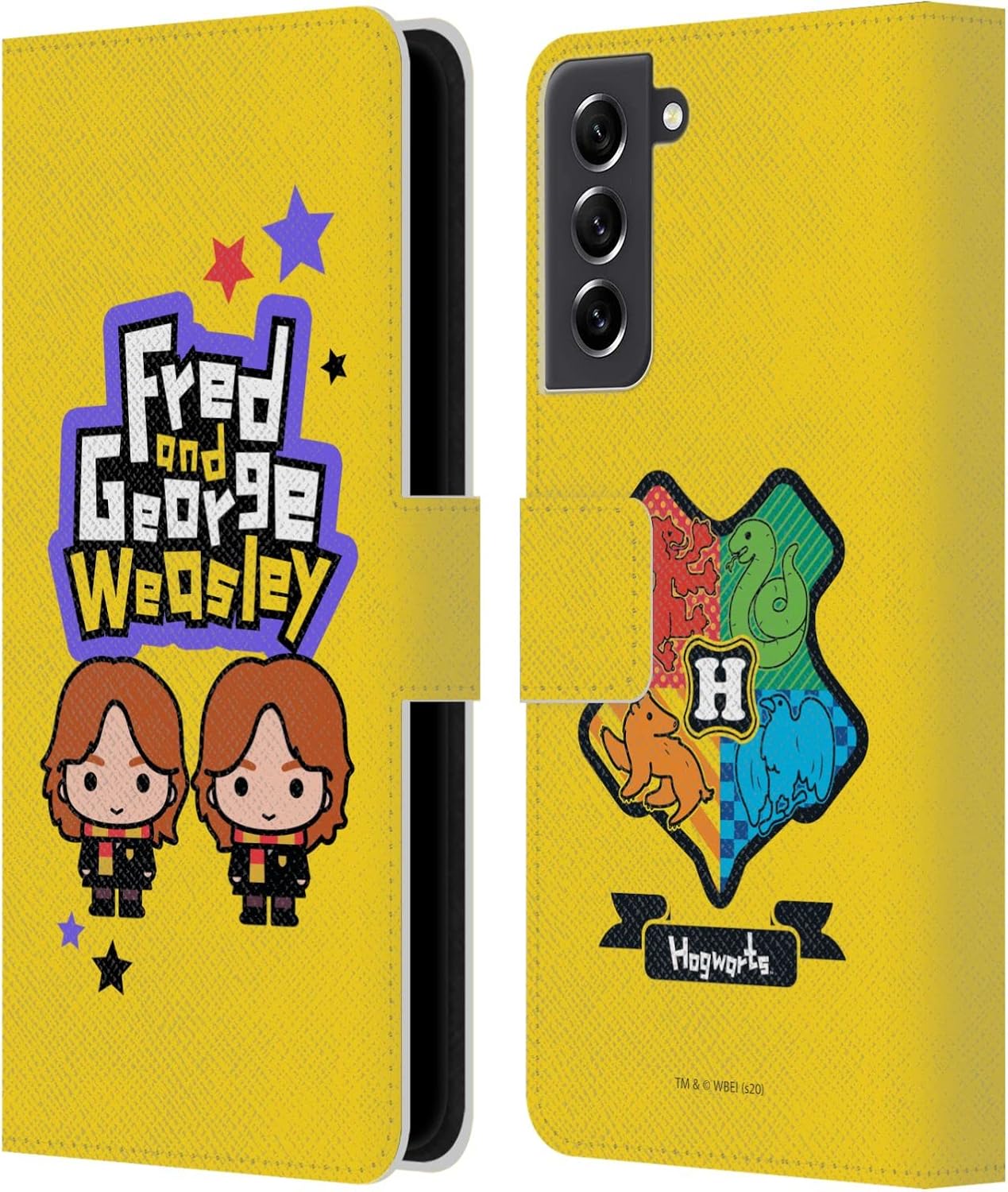 Head Case Designs Officially Licensed Harry Potter Fred & George Weasley Deathly Hallows XXVIII Leather Wallet Case Compatible with Samsung Galaxy S21 FE 5G
