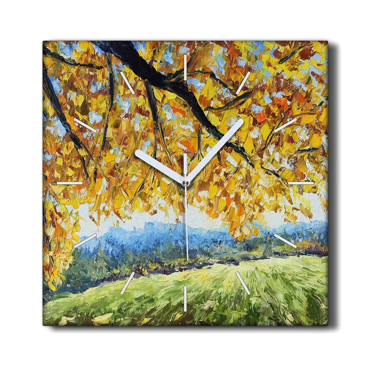 Horloge sur Toile 30x30cm Coloray sans tic-tac horloge murale anti-bruit pour salon et bureau