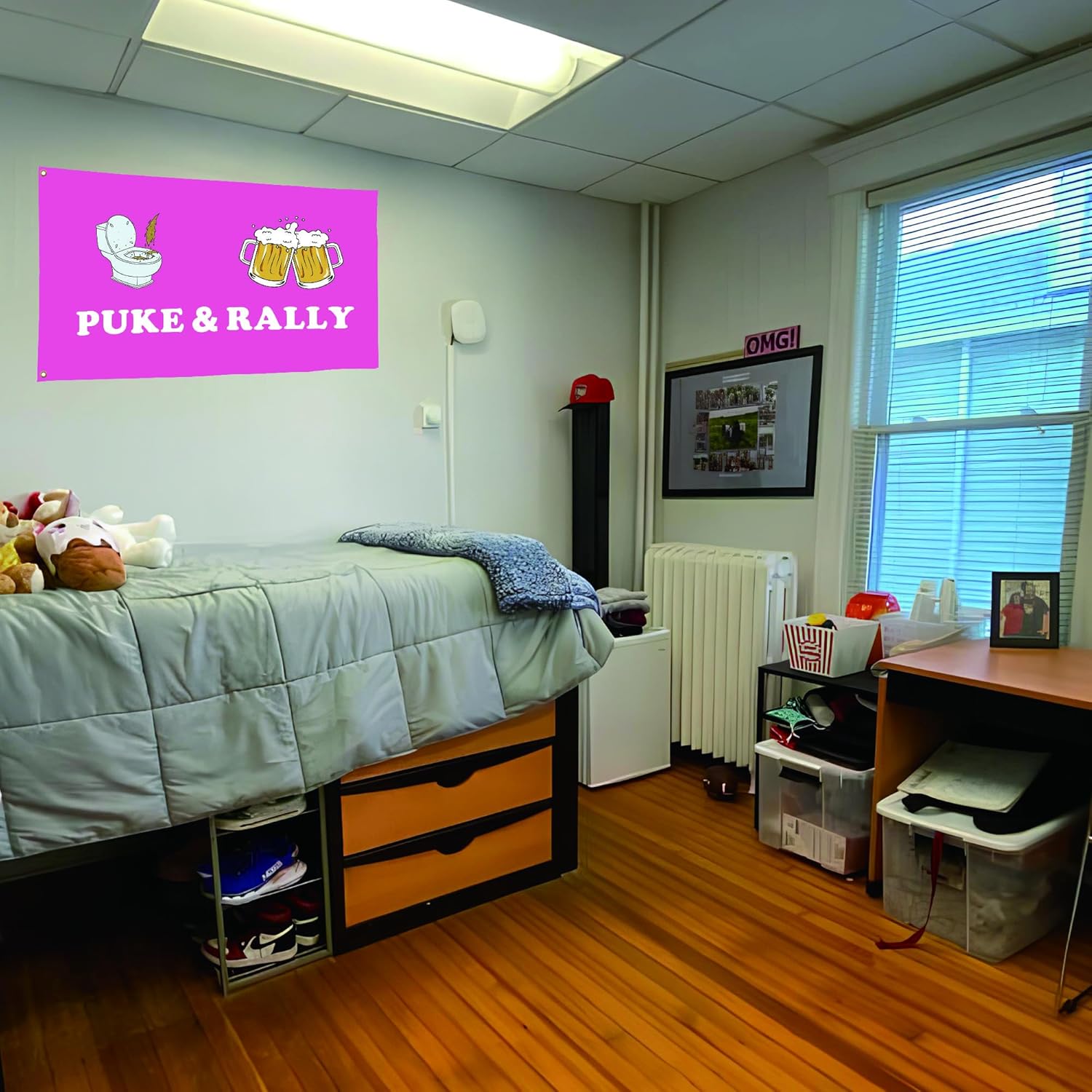 Puke And Rally Funny Flags Cool Meme Flags Banner 3X5 Ft Room Girls Bedroom College Dorm Guys Indoor Inside Wall Fun Tapestry Hangings Pinky - Image 5