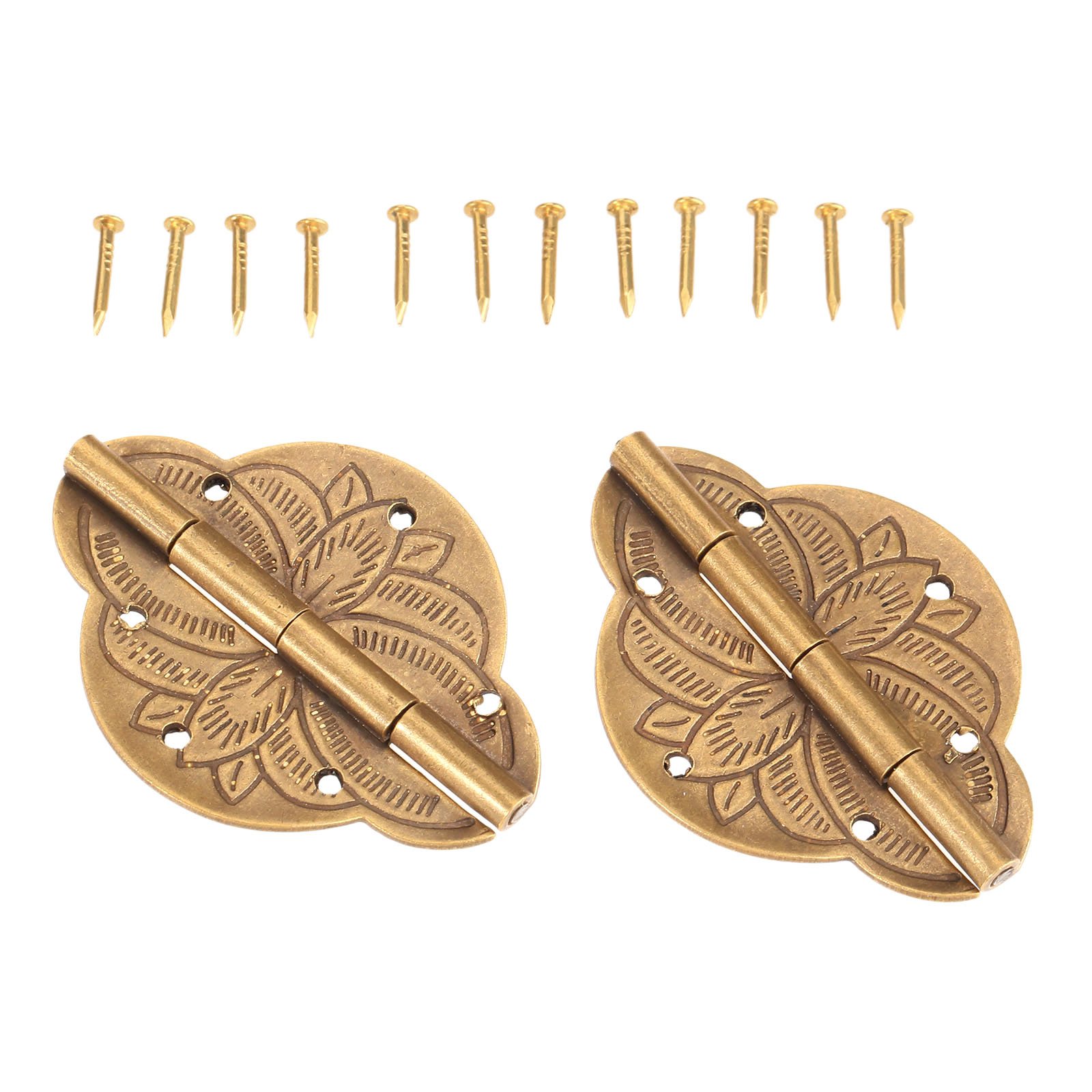 Dophee 1 Pair Hinge Brass Hardware Decorative Wooden Jewelry Box Retro Chinese Style