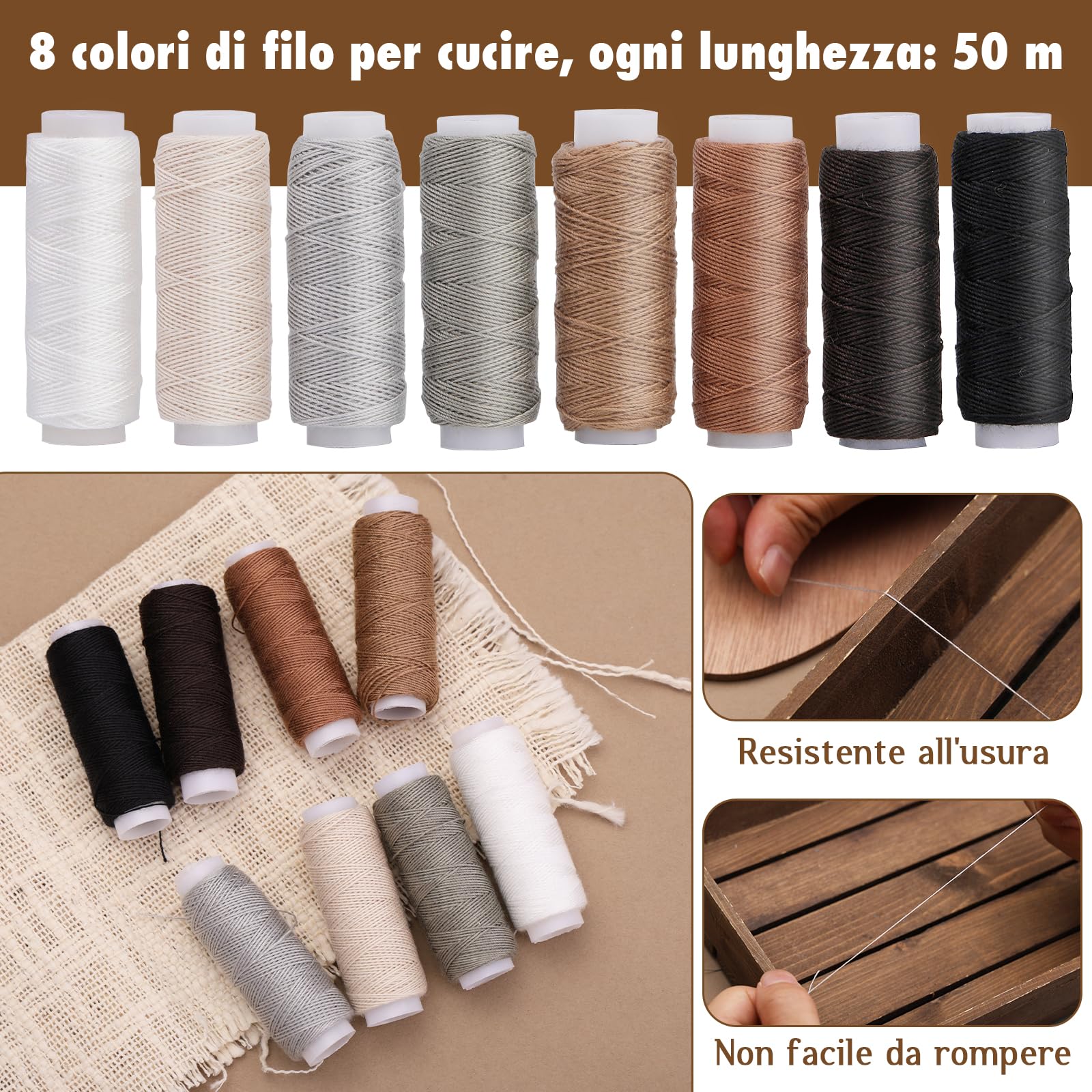 Leder Nähnadeln Set, Nähgarn, 20 Stück Leder Nähnadeln Und 3