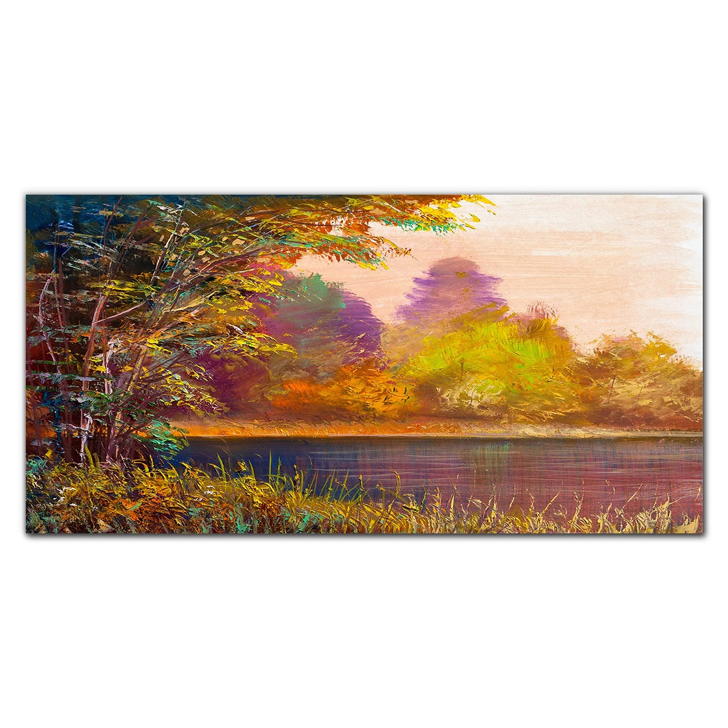Crédence de cuisine murale 120x60cm décor nature arbres eau pour intérieur moderne
