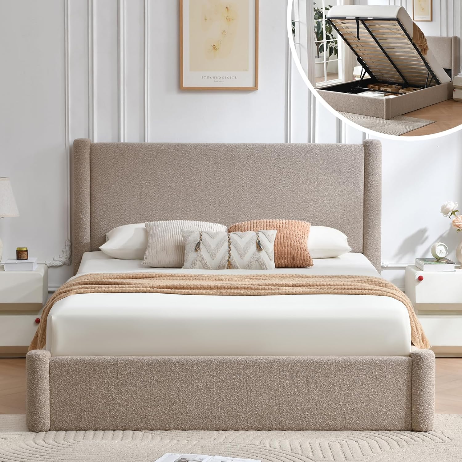 VELOCAVA Full Lift Up Storage Bed Frame, 44.88″ Tall