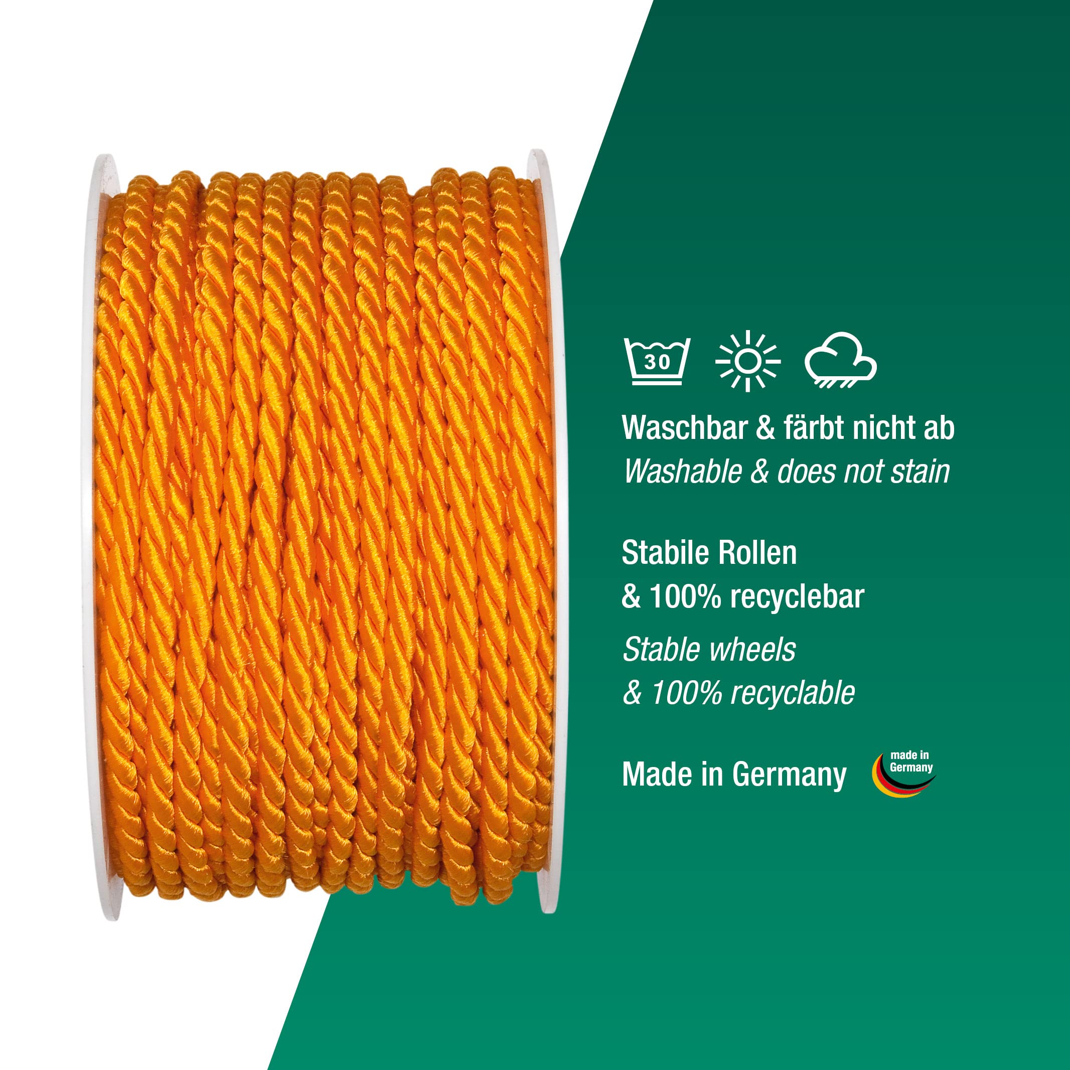 Halbach Seidenbänder Premium Kordel (orange) – Bild 3