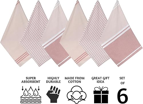 Miniatura 3 de Folkulture Toallas de cocina de San Valentín con lazo para colgar, juego de 6 paños de cocina para secar platos, paños de cocina bohemios 100%