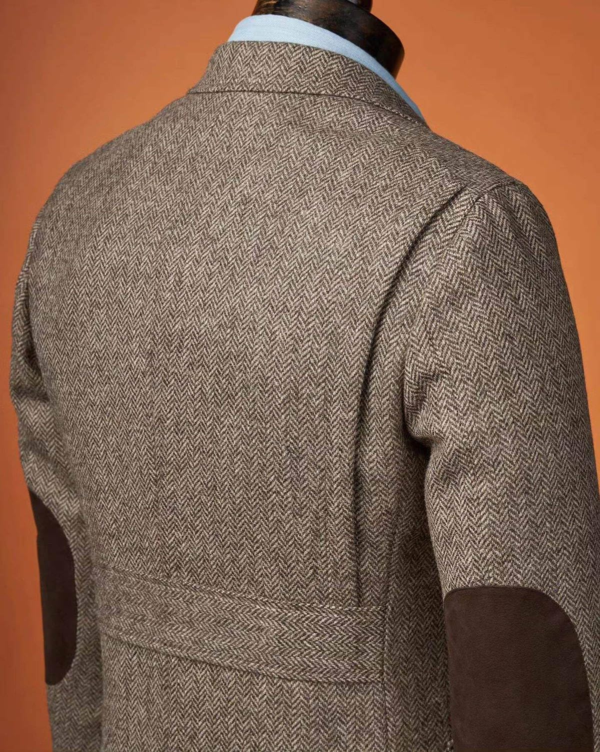 Manteaux de sport en tweed à chevrons pour homme - Deux boutons - Style décontracté - En laine mélangée - Marron - Vintage