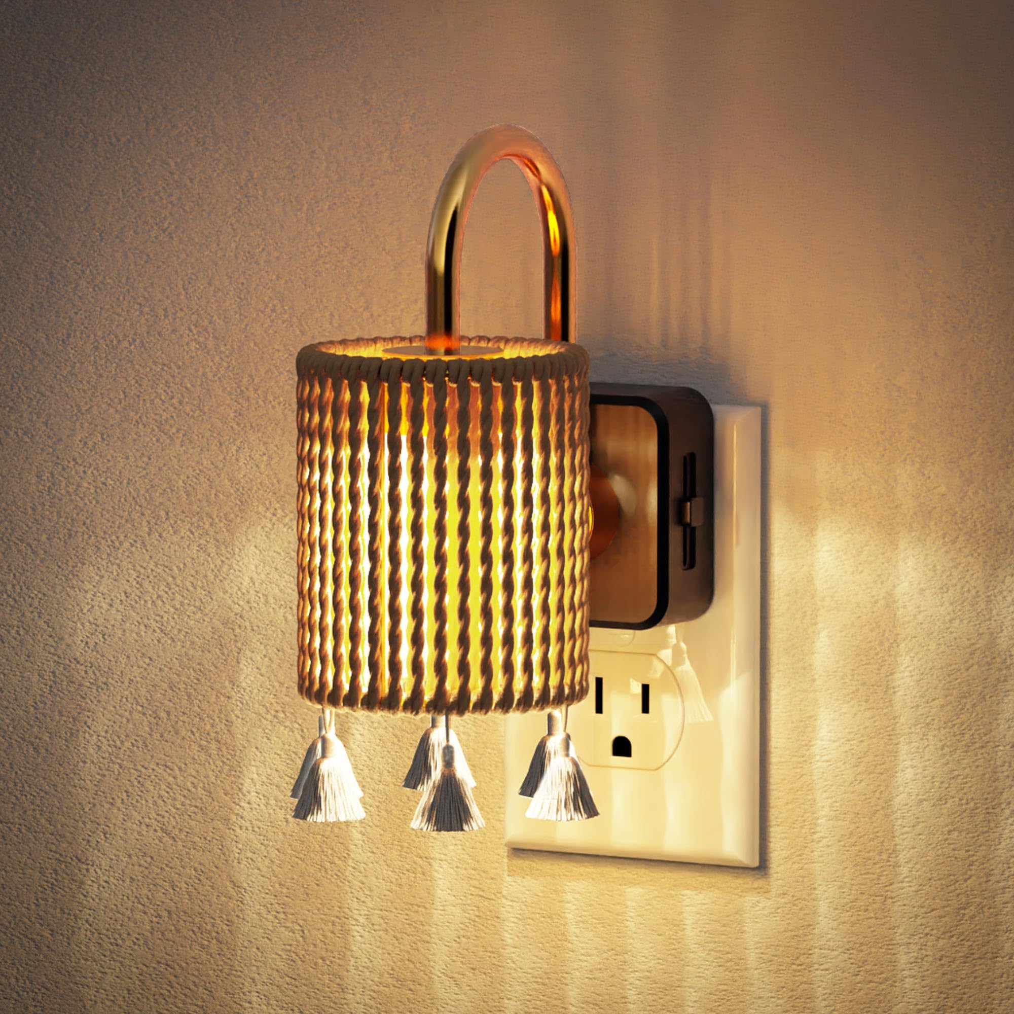 JandCase Night Lights Plug into Wall, Boho Night Light Dusk to Dawn Sensor | Warm White 3000K LED Nightlight, Adjustable Brightness for Bathroom Bedroom Hallway Kitchen