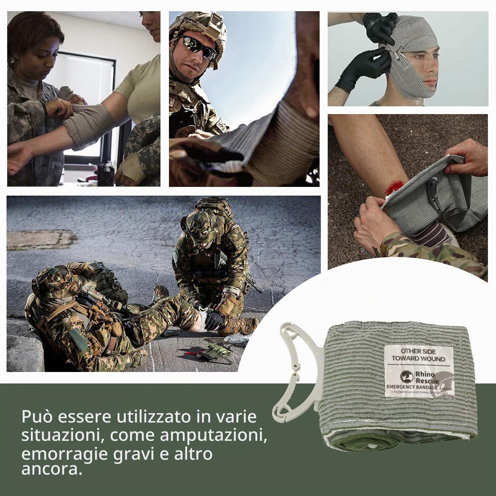 RHINO RESCUE Pacchetto traumatico tattico, fermare il sanguinamento, ricarica IFAK con materiale di medicazione (17PC-B)