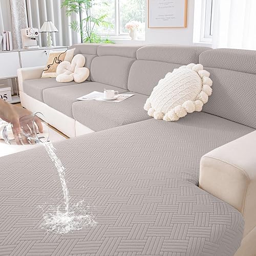 Miniatura 12 de hyha Fundas de Cojines de Sofá Impermeables, Funda Elástica Mágica para Asiento de Sofá, Fundas de Cojines de Sofá Seccional/Sofá Impermeables para