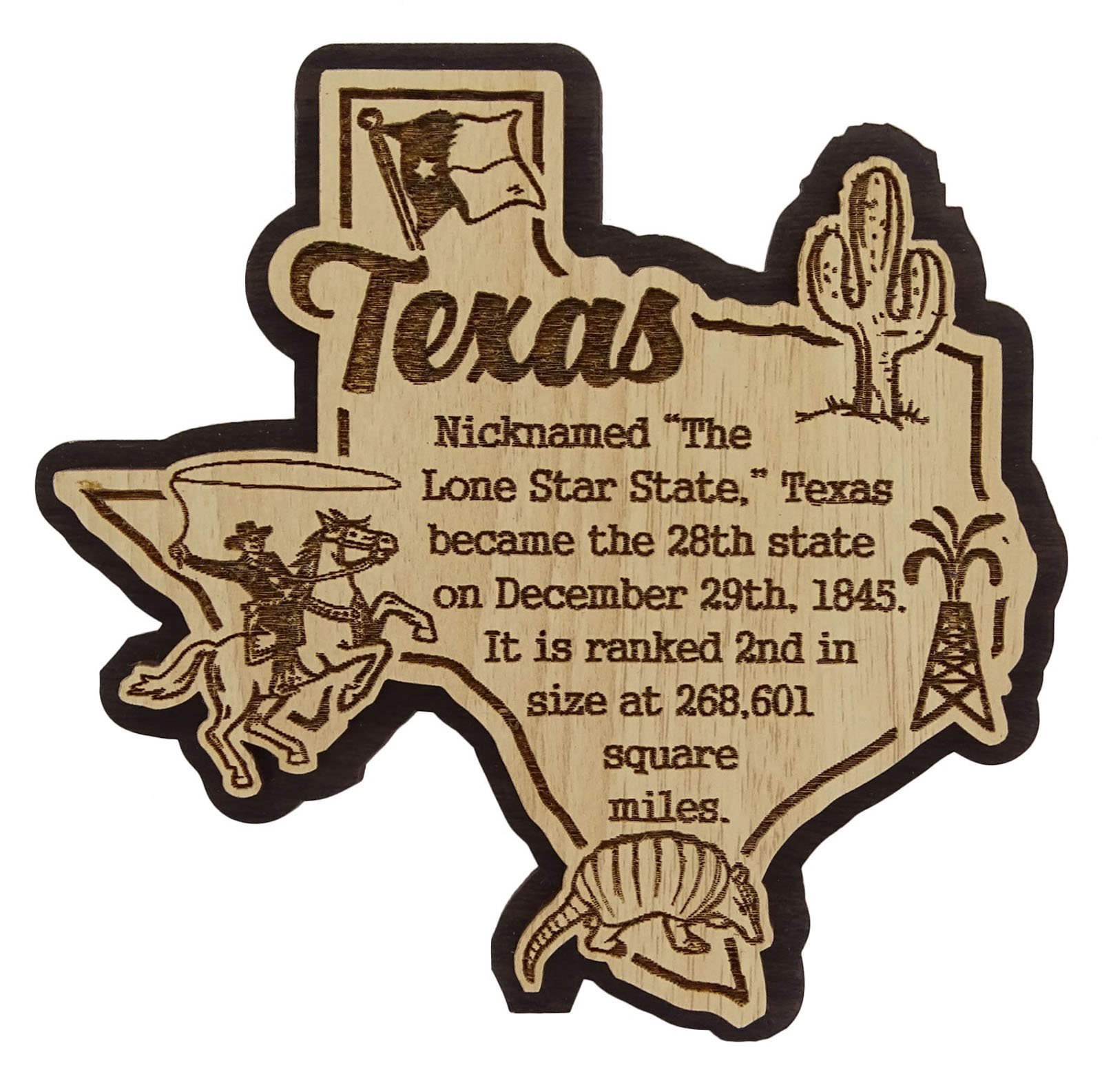 Printtoo USA Texas State Map Wooden Magnet Souvenir Fridge Magnet Gift