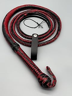 Bull whip - Látigo de piel de toro, color rojo cereza y negro en diferentes tamaños (6 pies ~ 183 cm)