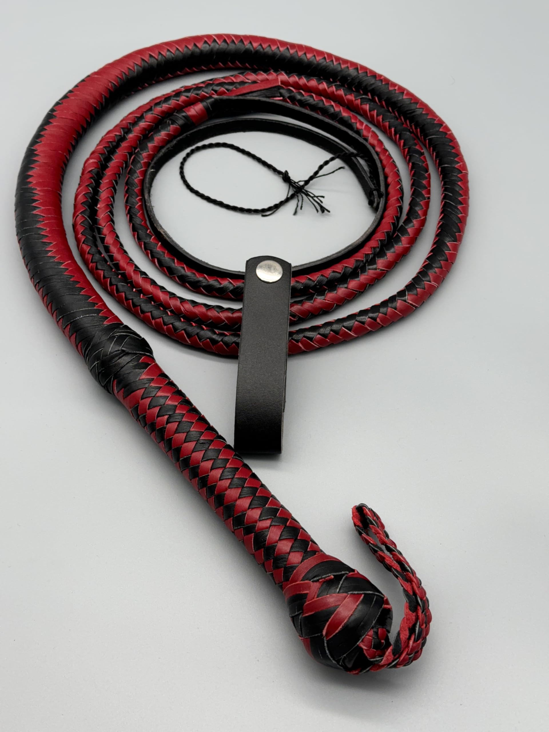 Bullenlederpeitsche Bullwhip in Cherryrot/Schwarz in verschiedene Größen (8FT ~ 244cm)