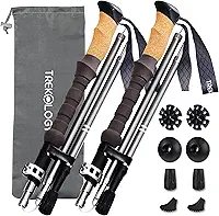 TREKOLOGY Bastões de trekking Trek-Z Cork Grip – Bastões de caminhada dobráveis leves, altura ajustável, design compacto de viagem, bengalas de alumínio de nível aeronáutico para homens e mulheres