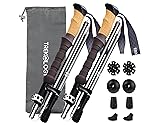 TREKOLOGY Trekking Poles Collapsible Nordic Hiking Poles - Cork Handle 2pc Ultralight Folding Walking Sticks, Hiking Sticks, Lightweight Aluminum Foldable Trekking Walking Sticks for Seniors Women Men