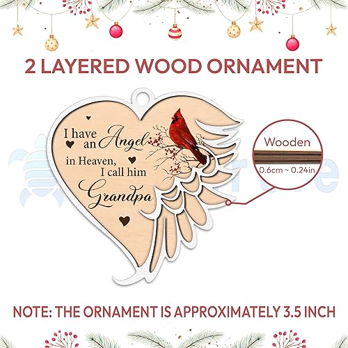 Miniatura 10 de Hyturle - Adornos de cardenal conmemorativos para la pérdida de un ser querido, adorno de madera cardenal con texto en inglés "I Call Him Dad",