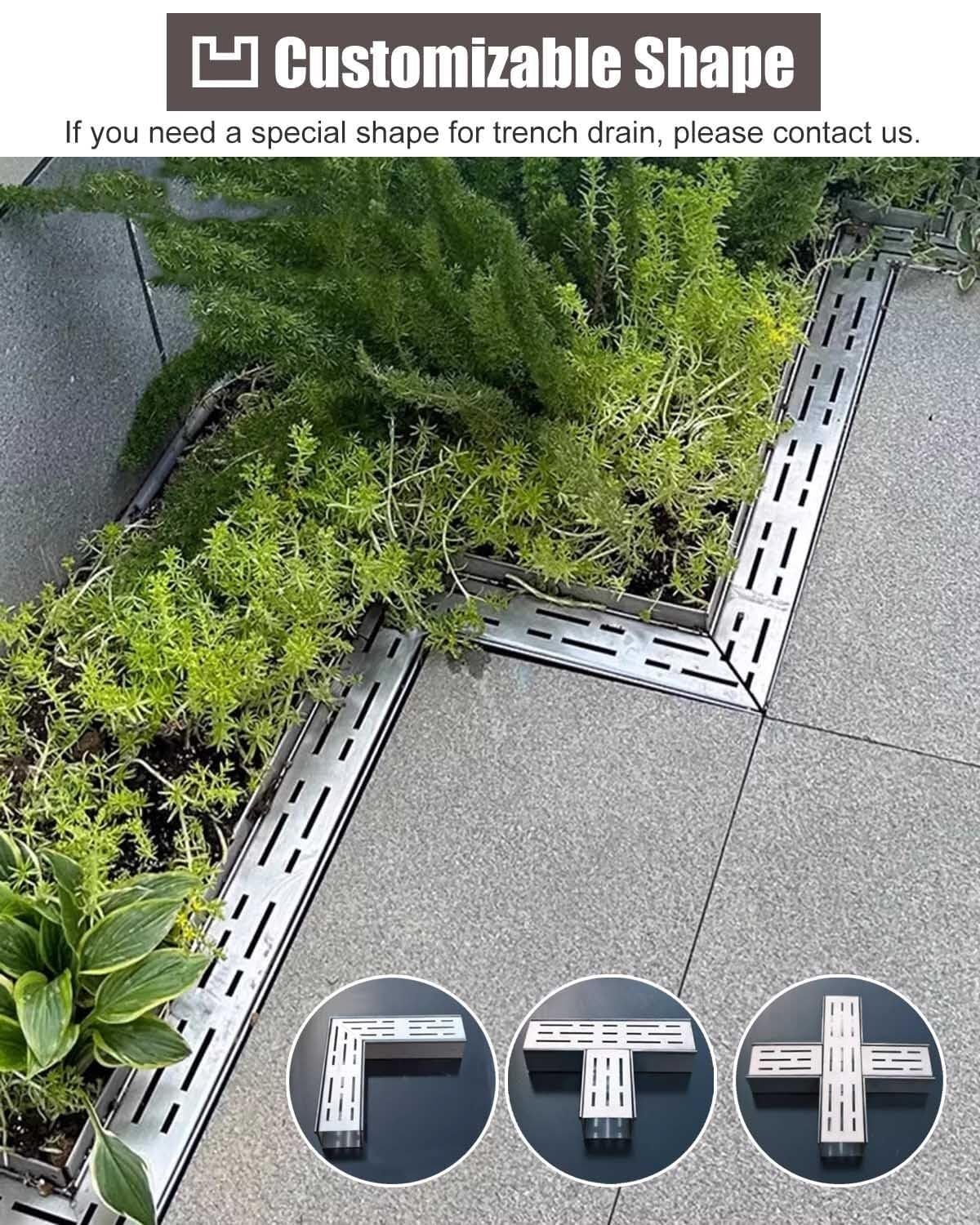 Rynna odpływowa ze stali nierdzewnej 304, system drenażowy do kopania rosy na zewnątrz, osłona drenażowa patio, filtr wody deszczowej do rynn (100 x 3,5 x 3 cm)