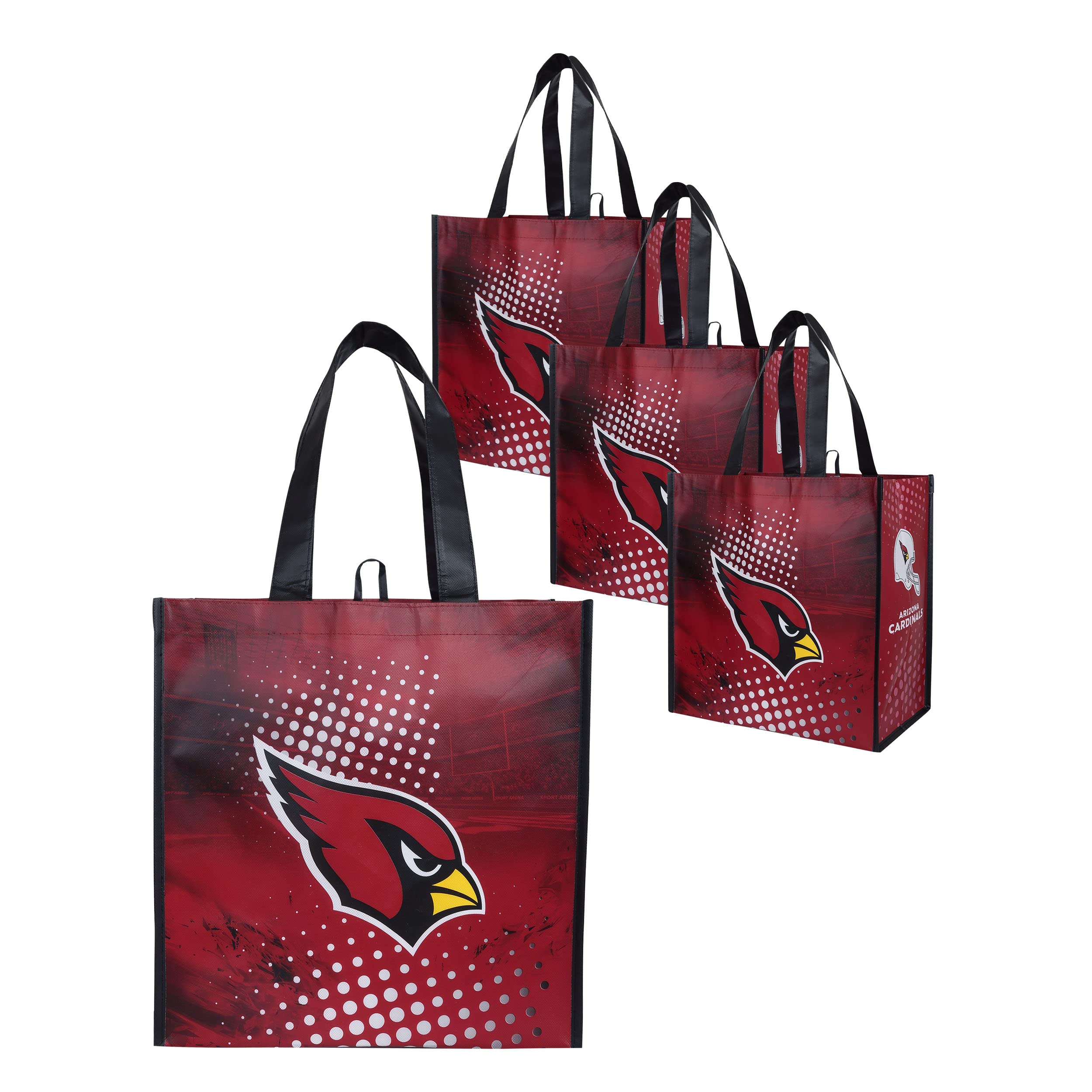 FOCO NFL unisex-adult Nfl Team Logo 4-pack Reusable Grocery Shopping Bags Totes