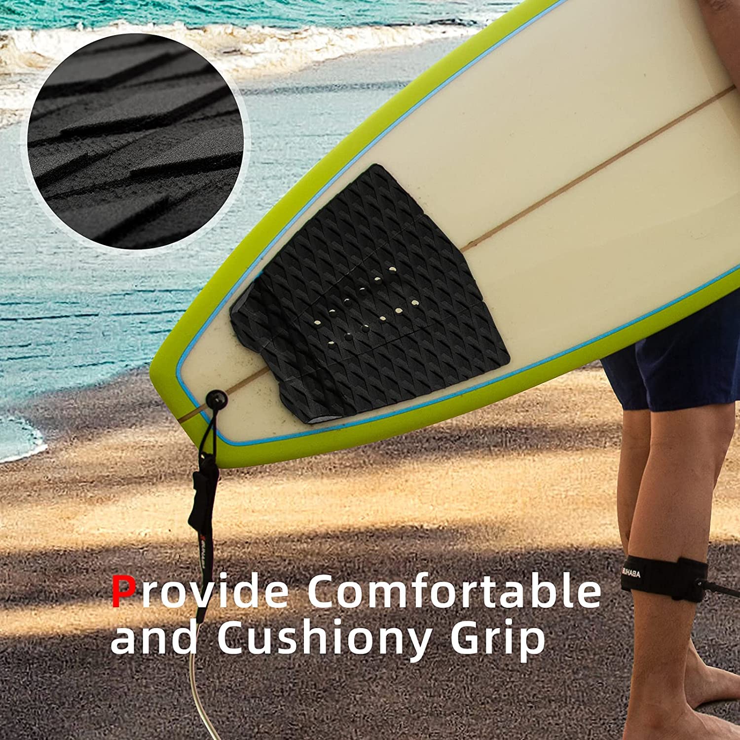 DIY Traktion mit rutschfestem Griff Matte Pad (23x90cm) Vielseitig & Trimmable EVA Blatt Pad für SUP, Surfen, SUP, Skimboards Standup & More (2 Stück Schwarz)