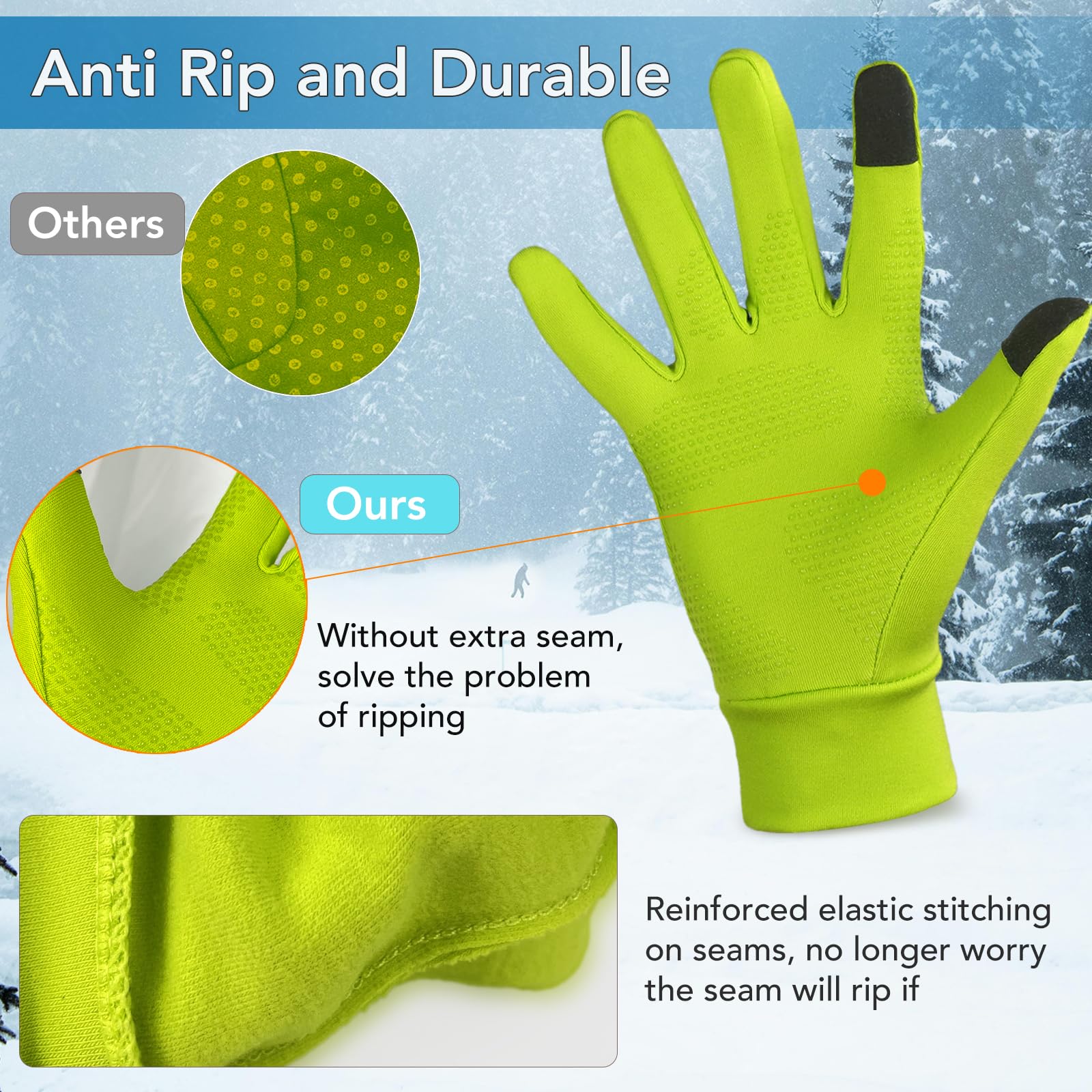 Unigear Guanti Invernali, Guanti Interni Sportivi Touchscreen Caldo Antiscivolo Sportivo per Uomo Donna, Idea per Corsa, Ciclismo, Arrampicata, Sci
