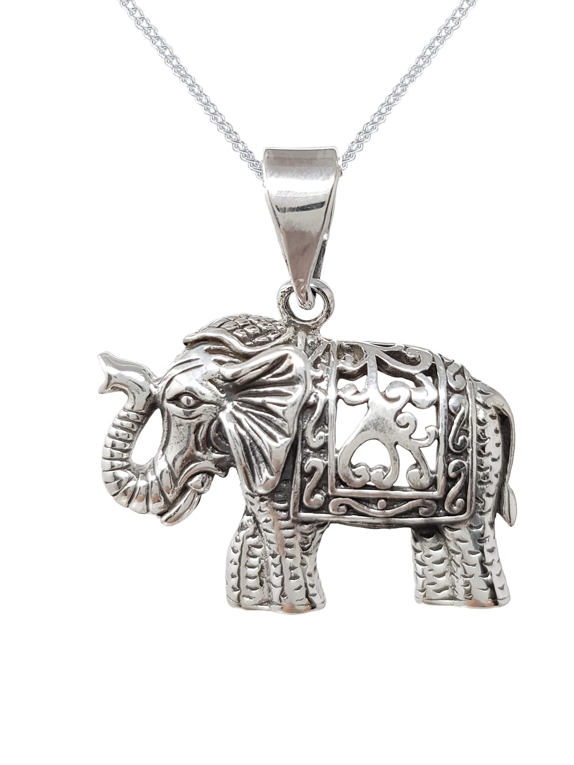 Delicata collana con ciondolo a forma di elefante in argento: ottone placcato rodio - Italia