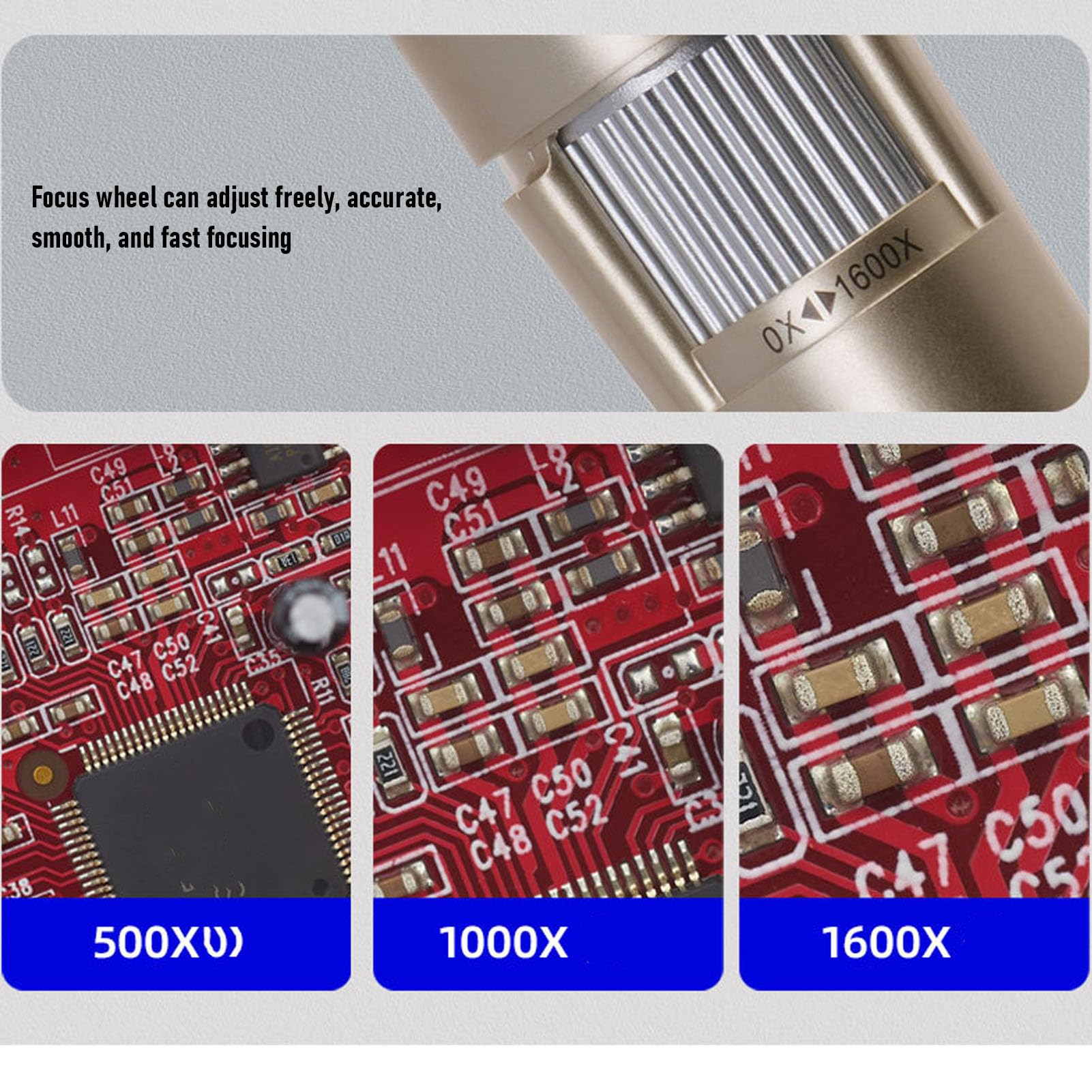 Microscopio Digitale WiFi, Ingrandimento 1600X 1080P HD Fotocamera Portatile Wireless USB per Microscopio con Supporto Regolabile, per Telefono iOS Computer Tablet PC