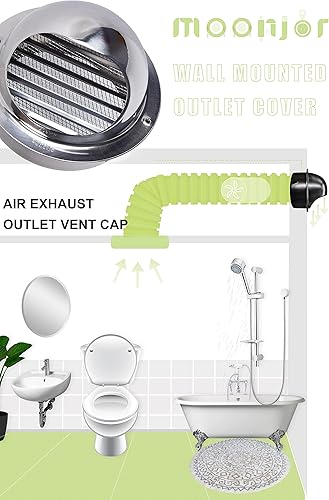 Miniatura 6 de Cubierta de ventilación de pared de 4 pulgadas, cubierta externa de pared redonda de acero inoxidable 304 para apartamento, villa, pisos, casa