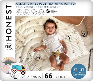 Honest Company Clean Conscious Training Pants 2T/3T Hypoallergenic Fragrance-Free Sensitive Skin 66 Ct Rompin' & Stompin'