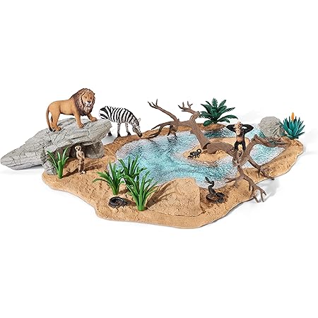 Amazon シュライヒ ワイルドライフ 動物達の水飲み場セット フィギュア ロボット 子ども向けフィギュア おもちゃ