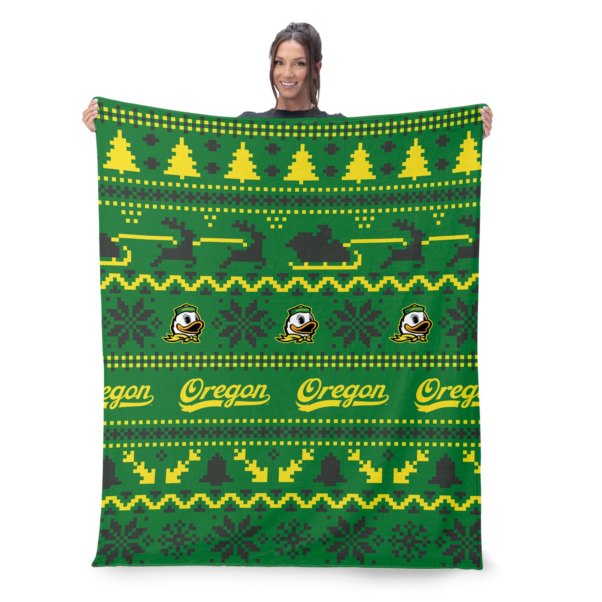 Northwest NCAA Oregon Ducks, Xmas Time, Silk Touch Throw Blanket, 50 x 60 Inches