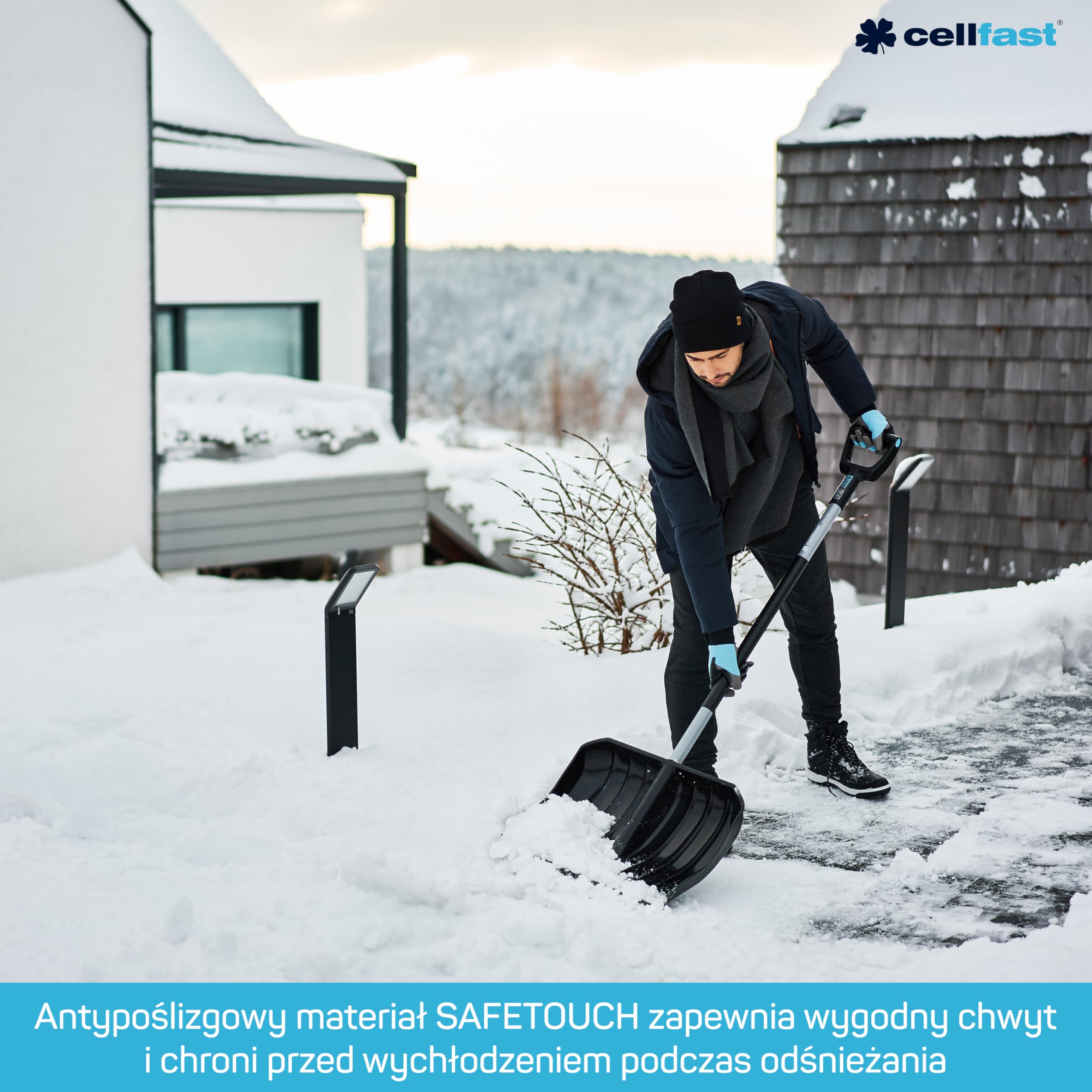 Cellfast Łopata do Śniegu z Ergonomicznym Trzonkiem i Uchwytem Pierścieniowym - Prostokątna - 144 x 49 cm - Energo